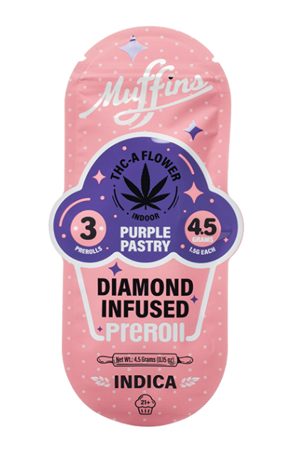 Muffins Diamond Infused Prerolls 4.5G | Purple Pastry (Indica)